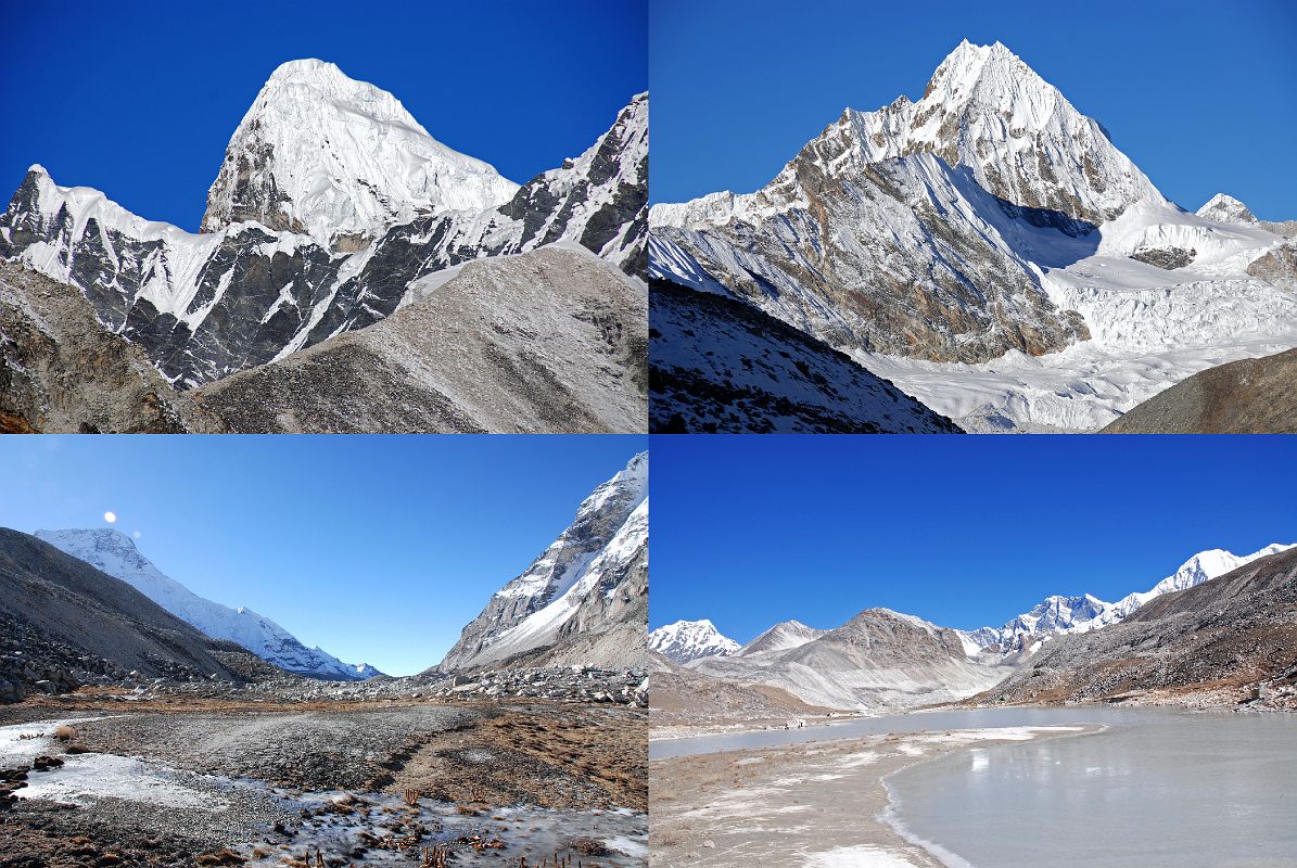 11 02 Ombigaichen and Ama Dablam, Malanphulan Eastern Ridge, View Down Hongu Valley With Chamlang On Left, View Up Hongu Valley With Nuptse, Everest, and Lhotse